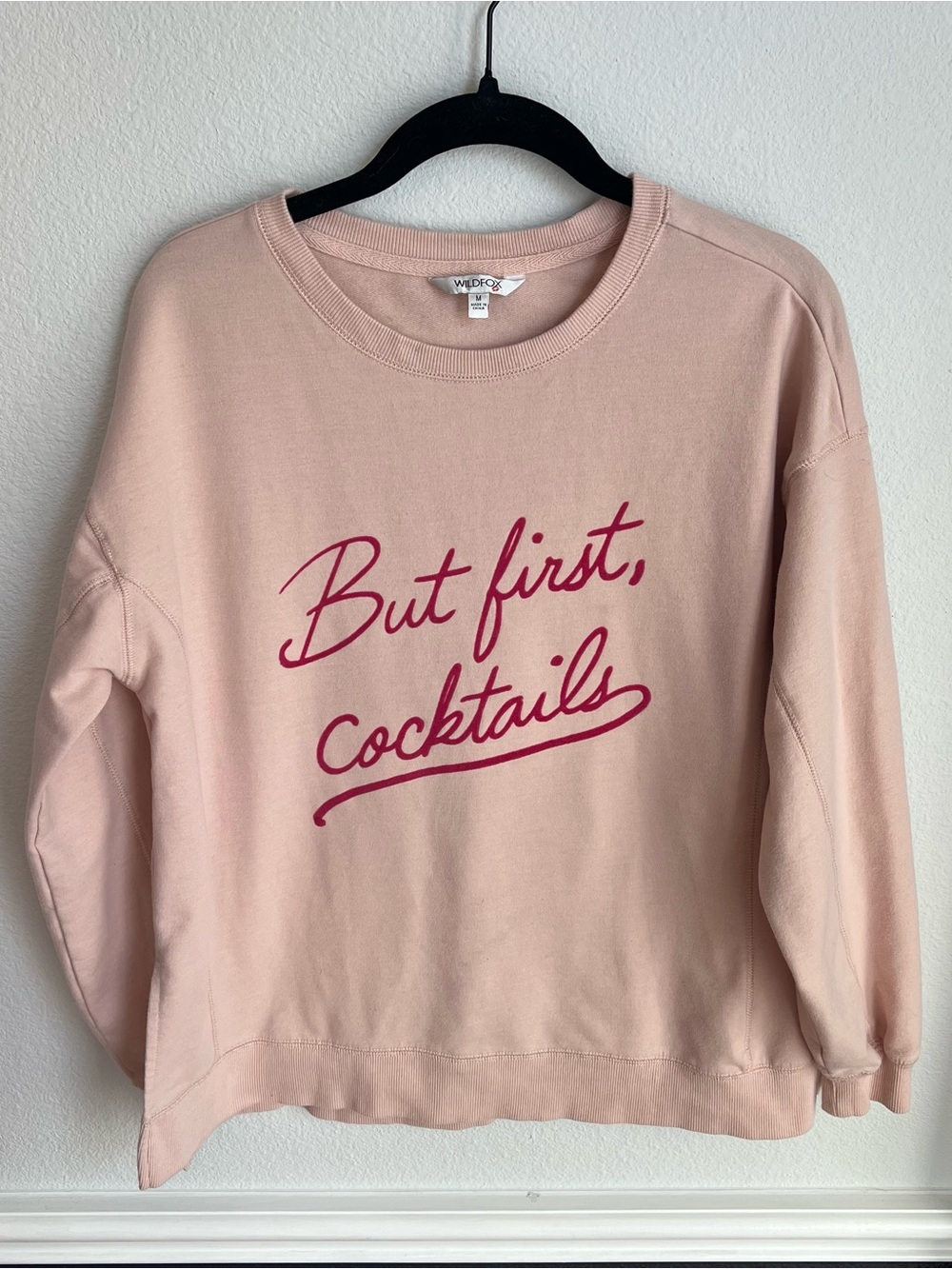 Wildfox But First Cocktails Pink Sweater